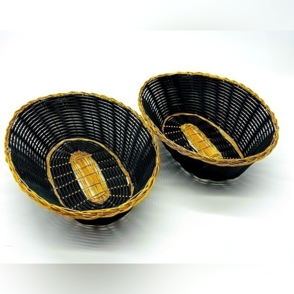 Set of 2 baskets dark dark navy blue (almost black) & gold bread or decorative